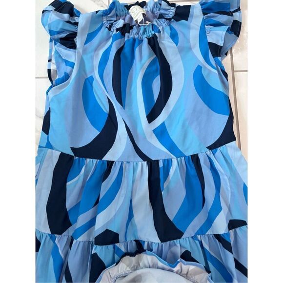 NEW Sail To Sable Smocked Silk-blend A-line Dress in Blue Sz S NWOT - Picture 6 of 10